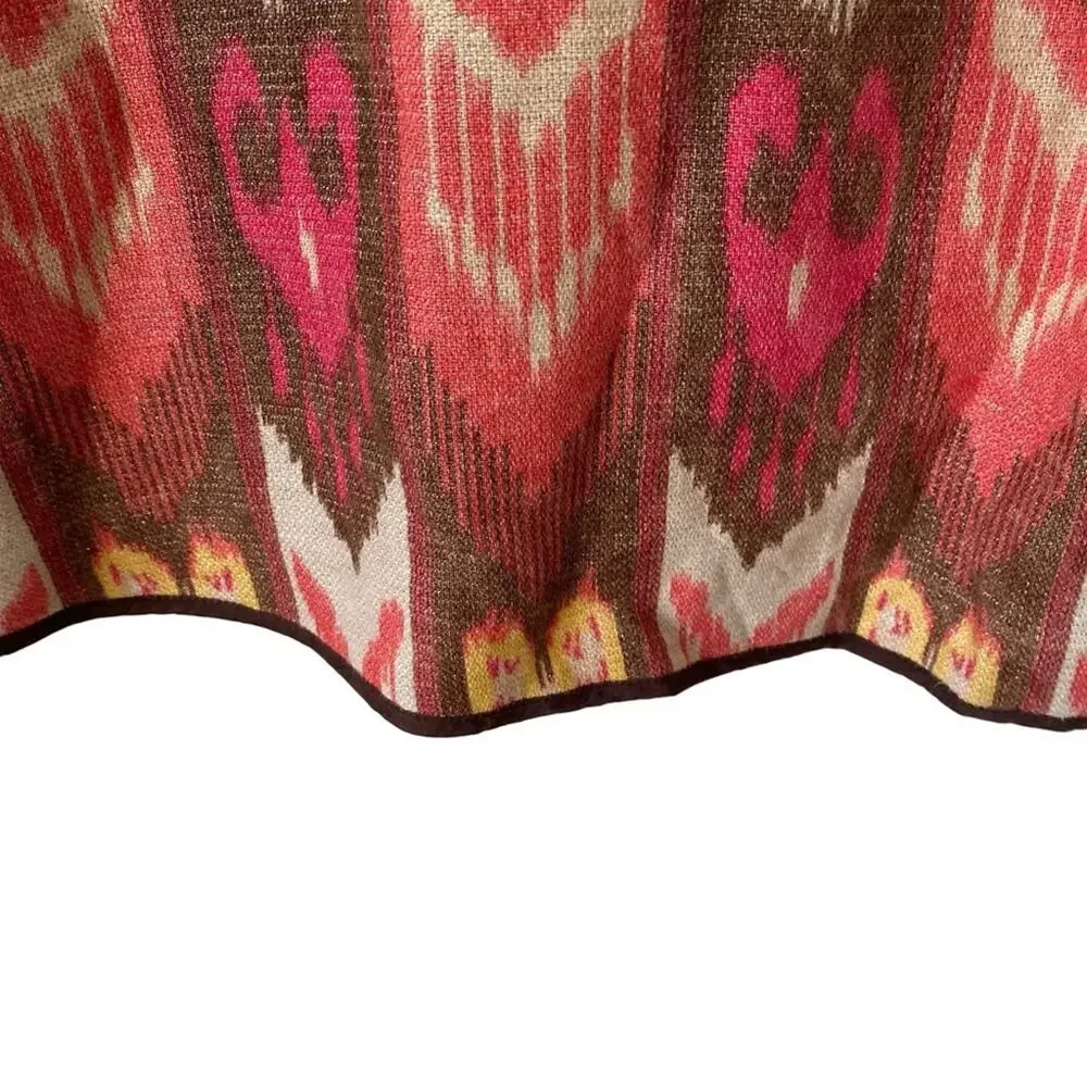 Tory Burch Ikat Linen Sleeveless Pink Brown Dress Silver Metallic Thread size 6